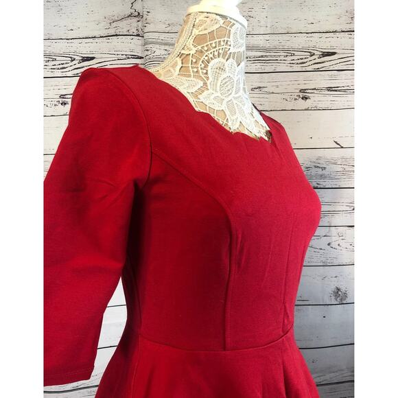 NWT Lulus Tip the Scallops Red Scalloped Skater Dress size large - Picture 11 of 12